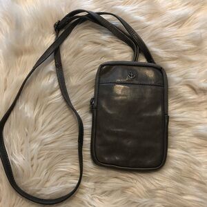 Harbour 2nd khaki green gray leather mini card wallet crossbody belt bag